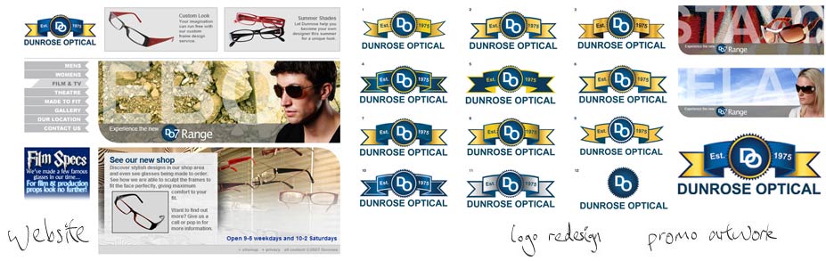 Dunrose Optical - I designed the logo, letterheads, business cards, van insignia and website due to be launched on Wednesday 18th July. Birmingham based Dunrose Optical repair and create frames and even created the famous 'Potter' film specs