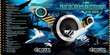 Hardcore Ch00nage 7 cover design for CD case. Artwork features Sydney harbour bridge and jet planes!