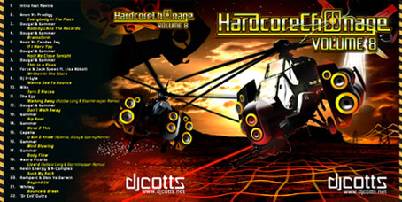 Music CD cover design featuring renderings and vector artwork. This concept was for Hardcore Ch00nage Volume 8 mixed by DJ Cotts