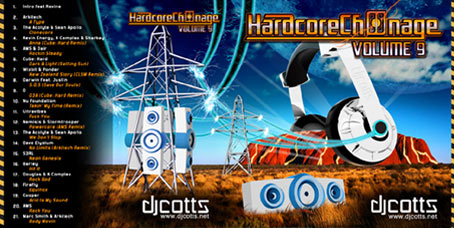 Design for Hardcore Ch00nage Volume 9 by DJ Cotts featuring Ayers Rock and seriously overpowered giant headphones!